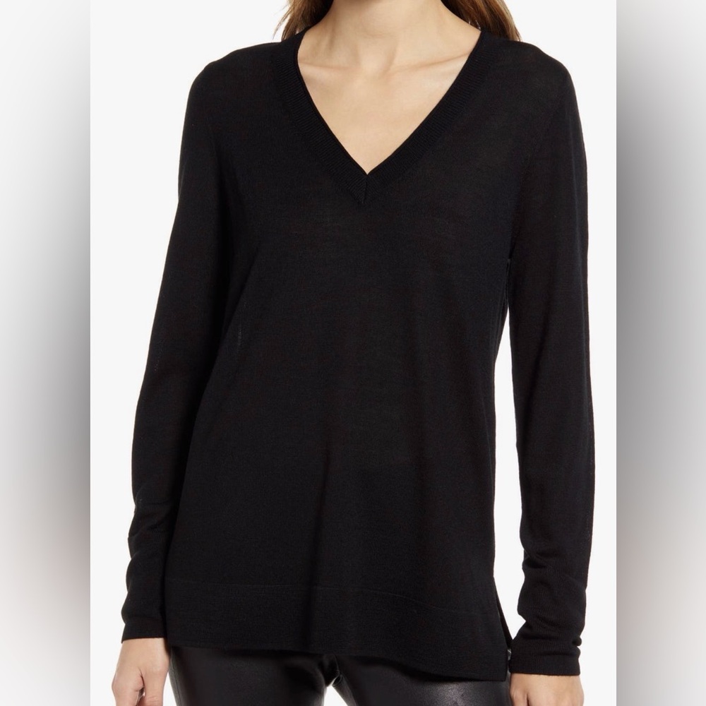 🆕 NWT 🖤 Halogen Merino Wool V Neck Sweater